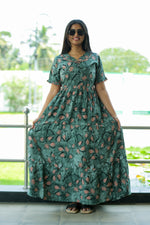 Mangai 3 Layer Flared Frock Model Nighties Soft and Smooth Premium Quality Rayon Material , Fancy Frilled Sleeve, Side Pocket , Back tie Rope , Stylish Collection's for Trendy Women's (MRK)