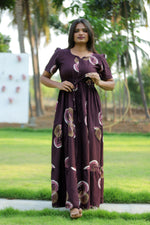 Stylish Arrivals Rayon Gathering Frock Model Night Gown's | Front Adjustable Gathering Style Rope | Puff Sleeve | Trending Collection's for Stylish Women's (FKG)