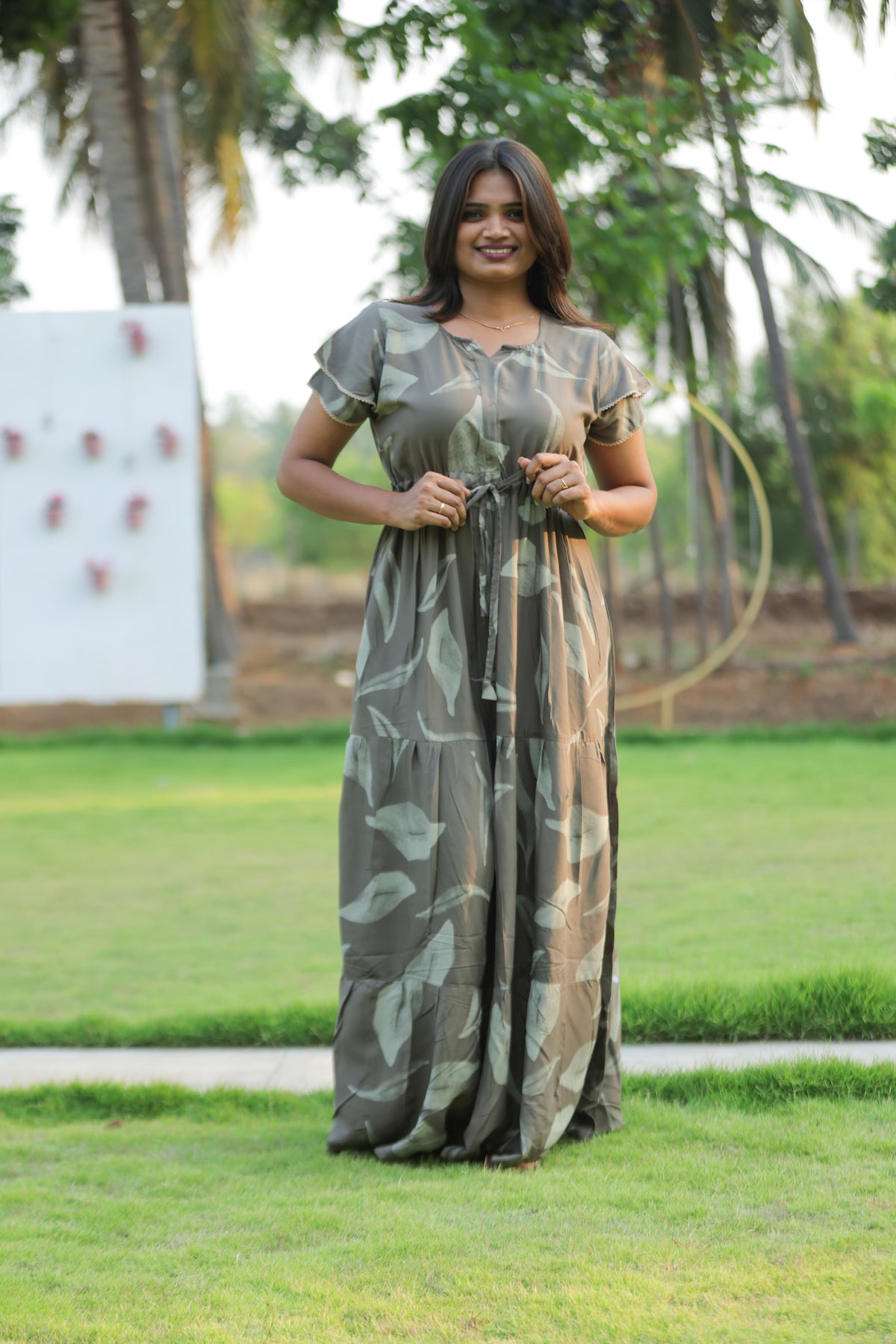 Stylish Arrivals Rayon Gathering Frock Model Night Gown's | Front Adjustable Gathering Style Rope | Double Layer Sleeve | Trending Collection's for Stylish Women's (FKG)