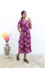 New Mangai Cotton Feeding MAXI Soft & Smooth Cotton | Invisible Vertical Feeding Zipper | Side Pockets | Back Adjustable Tie Rope |Casual & Maternity Wear (JFM)