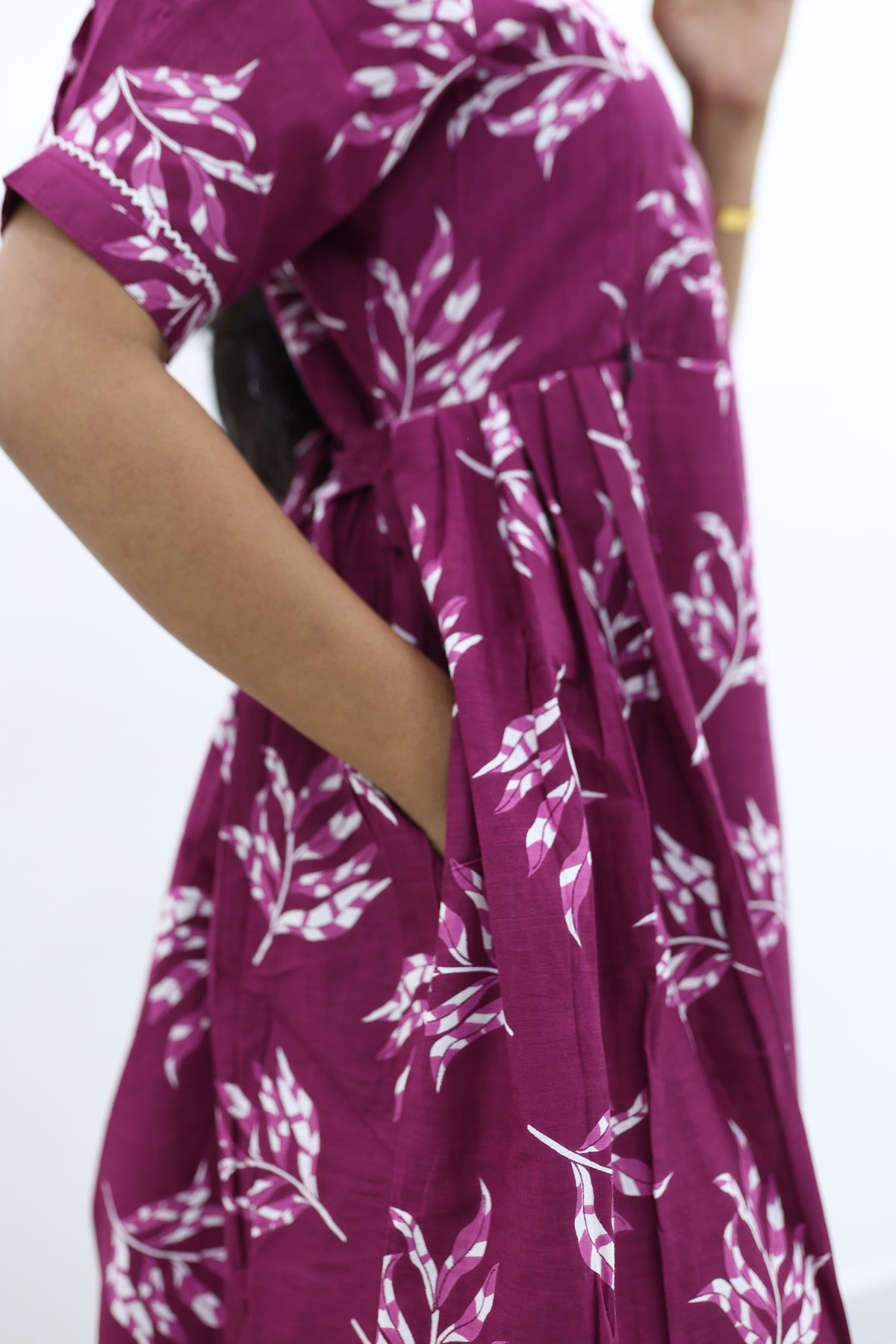 New Mangai Cotton Feeding MAXI Soft & Smooth Cotton | Invisible Vertical Feeding Zipper | Side Pockets | Back Adjustable Tie Rope |Casual & Maternity Wear (JFM)