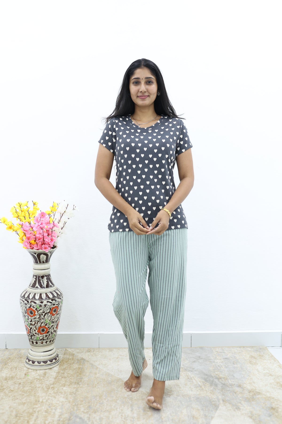 Mangai New Premium Cotton Knitted Pyjama Set Night Suits | Summer Special Arrivals Top & Bottom Set | Soft & Smooth Nightwear a Trendy Women's (PYJAMA SET)