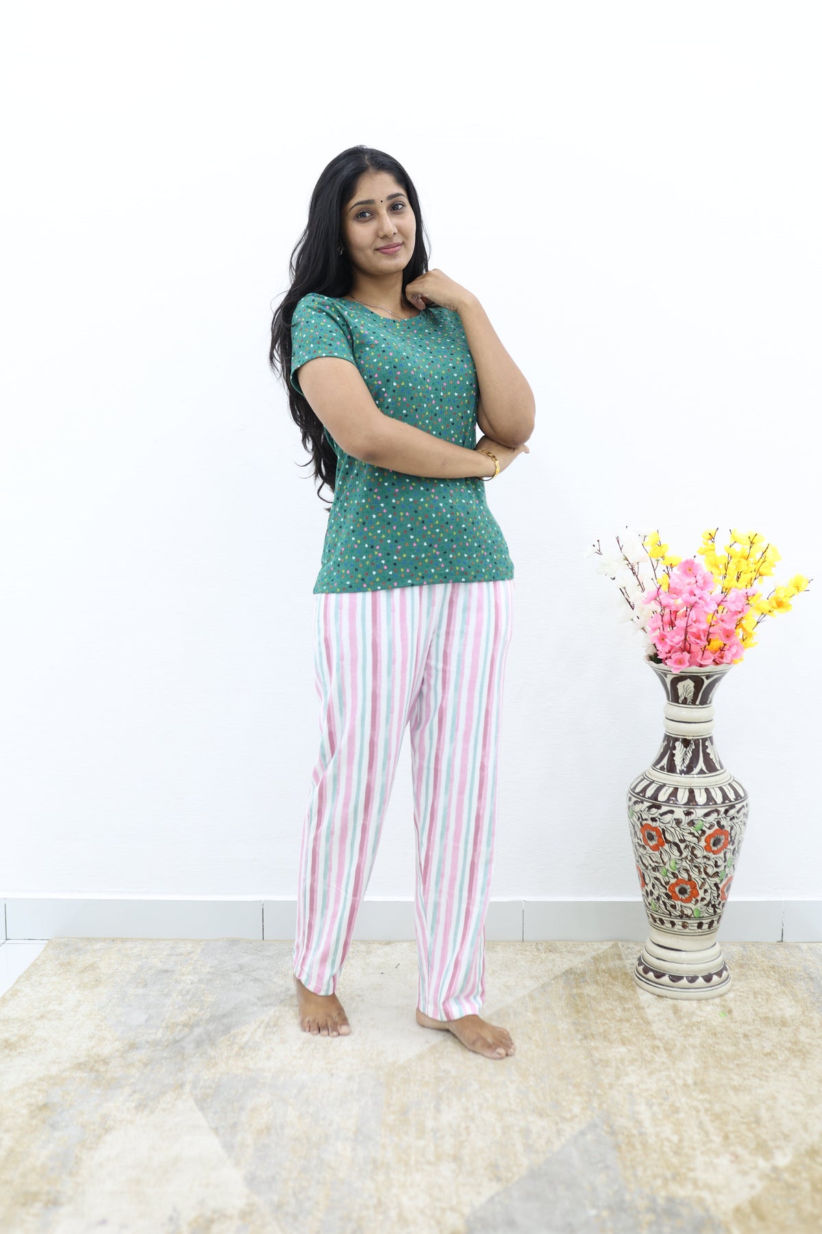 Mangai New Premium Cotton Knitted Pyjama Set Night Suits | Summer Special Arrivals Top & Bottom Set | Soft & Smooth Nightwear a Trendy Women's (PYJAMA SET)