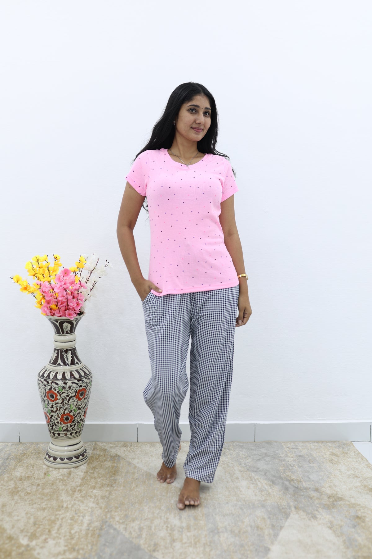 Mangai New Premium Cotton Knitted Pyjama Set Night Suits | Summer Special Arrivals Top & Bottom Set | Soft & Smooth Nightwear a Trendy Women's (PYJAMA SET)