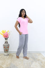 Mangai New Premium Cotton Knitted Pyjama Set Night Suits | Summer Special Arrivals Top & Bottom Set | Soft & Smooth Nightwear a Trendy Women's (PYJAMA SET)