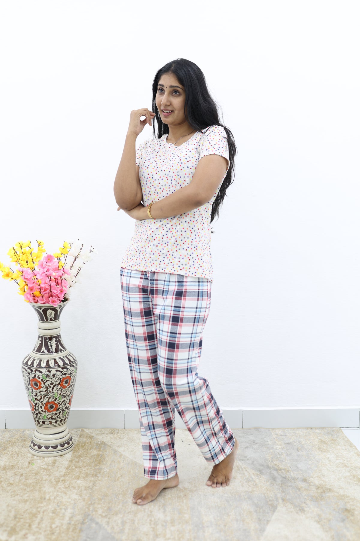 Mangai New Premium Cotton Knitted Pyjama Set Night Suits | Summer Special Arrivals Top & Bottom Set | Soft & Smooth Nightwear a Trendy Women's (PYJAMA SET)