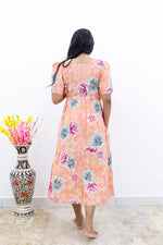 Rayon Colourful Foil Printing Gathering Frock Model Nighties | Side Pocket and Gathering Front Rope | Fancy Puff Sleeve & Maxi Frock Nightwear for Stylish Women's (FGF)