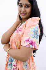 Rayon Colourful Foil Printing Gathering Frock Model Nighties | Side Pocket and Gathering Front Rope | Fancy Puff Sleeve & Maxi Frock Nightwear for Stylish Women's (FGF)