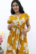 Rayon Colourful Foil Printing Gathering Frock Model Nighties | Side Pocket and Gathering Front Rope | Fancy Double Layer Sleeve & Maxi Frock Nightwear for Stylish Women's (FGF)