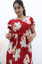 Rayon Colourful Foil Printing Gathering Frock Model Nighties | Side Pocket and Gathering Front Rope | Fancy Double Layer Sleeve & Maxi Frock Nightwear for Stylish Women's (FGF)