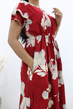 Rayon Colourful Foil Printing Gathering Frock Model Nighties | Side Pocket and Gathering Front Rope | Fancy Double Layer Sleeve & Maxi Frock Nightwear for Stylish Women's (FGF)