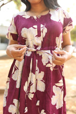 Rayon Colourful Foil Printing Gathering Frock Model Nighties | Side Pocket and Gathering Front Rope | Fancy Double Layer Sleeve & Maxi Frock Nightwear for Stylish Women's (FGF)