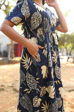 Rayon Colourful Foil Printing Gathering Frock Model Nighties | Side Pocket and Gathering Front Rope | Fancy Puff Sleeve & Maxi Frock Nightwear for Stylish Women's (FGF)