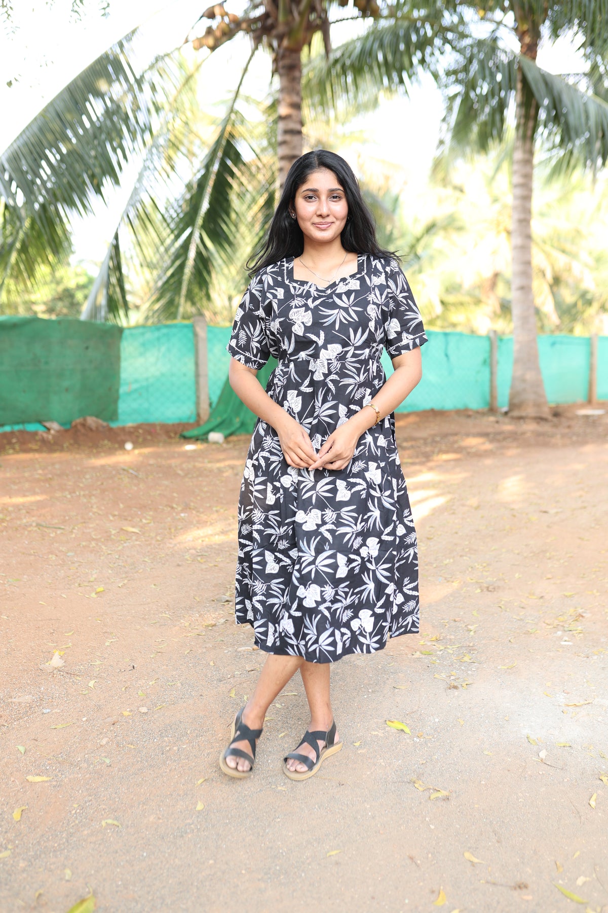 New Mangai Cotton Feeding MAXI Soft & Smooth Cotton | Invisible Vertical Feeding Zipper | Side Pockets | Back Adjustable Tie Rope |Casual & Maternity Wear (JFM)