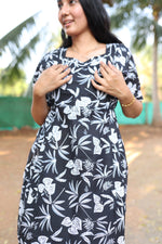 New Mangai Cotton Feeding MAXI Soft & Smooth Cotton | Invisible Vertical Feeding Zipper | Side Pockets | Back Adjustable Tie Rope |Casual & Maternity Wear (JFM)