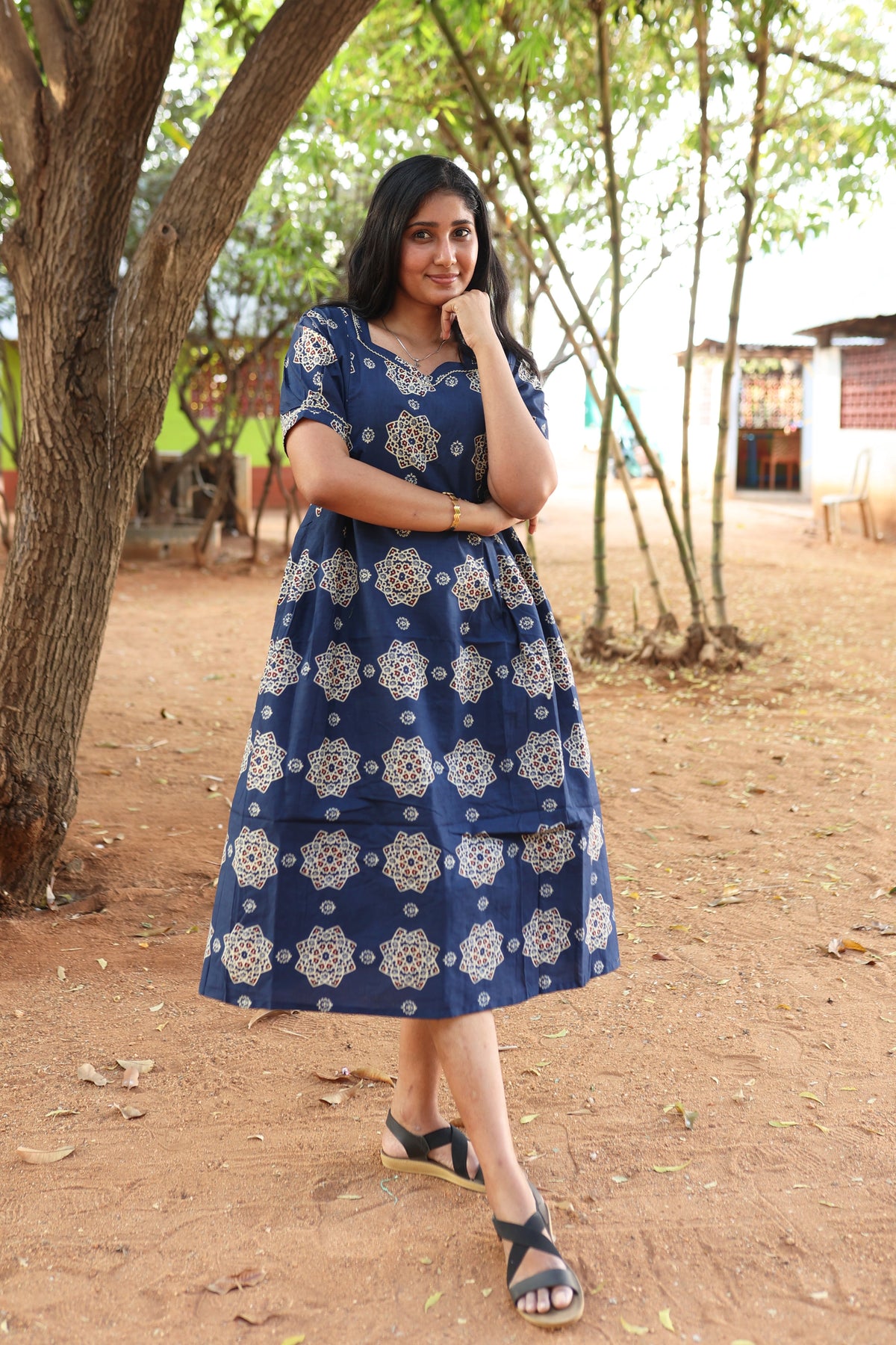 New Mangai Cotton Feeding MAXI Soft & Smooth Cotton | Invisible Vertical Feeding Zipper | Side Pockets | Back Adjustable Tie Rope |Casual & Maternity Wear (JFM)