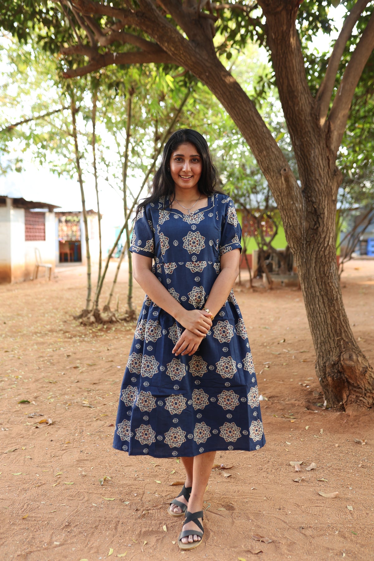 New Mangai Cotton Feeding MAXI Soft & Smooth Cotton | Invisible Vertical Feeding Zipper | Side Pockets | Back Adjustable Tie Rope |Casual & Maternity Wear (JFM)