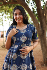 New Mangai Cotton Feeding MAXI Soft & Smooth Cotton | Invisible Vertical Feeding Zipper | Side Pockets | Back Adjustable Tie Rope |Casual & Maternity Wear (JFM)