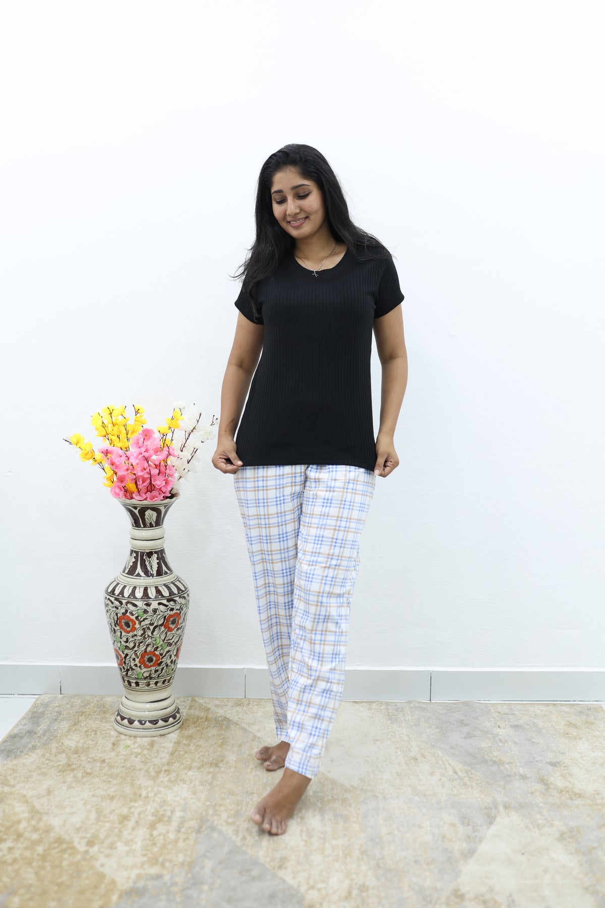 Mangai New Premium Cotton Knitted Pyjama Set Night Suits | Summer Special Arrivals Top & Bottom Set | Soft & Smooth Nightwear a Trendy Women's (PYJAMA SET)