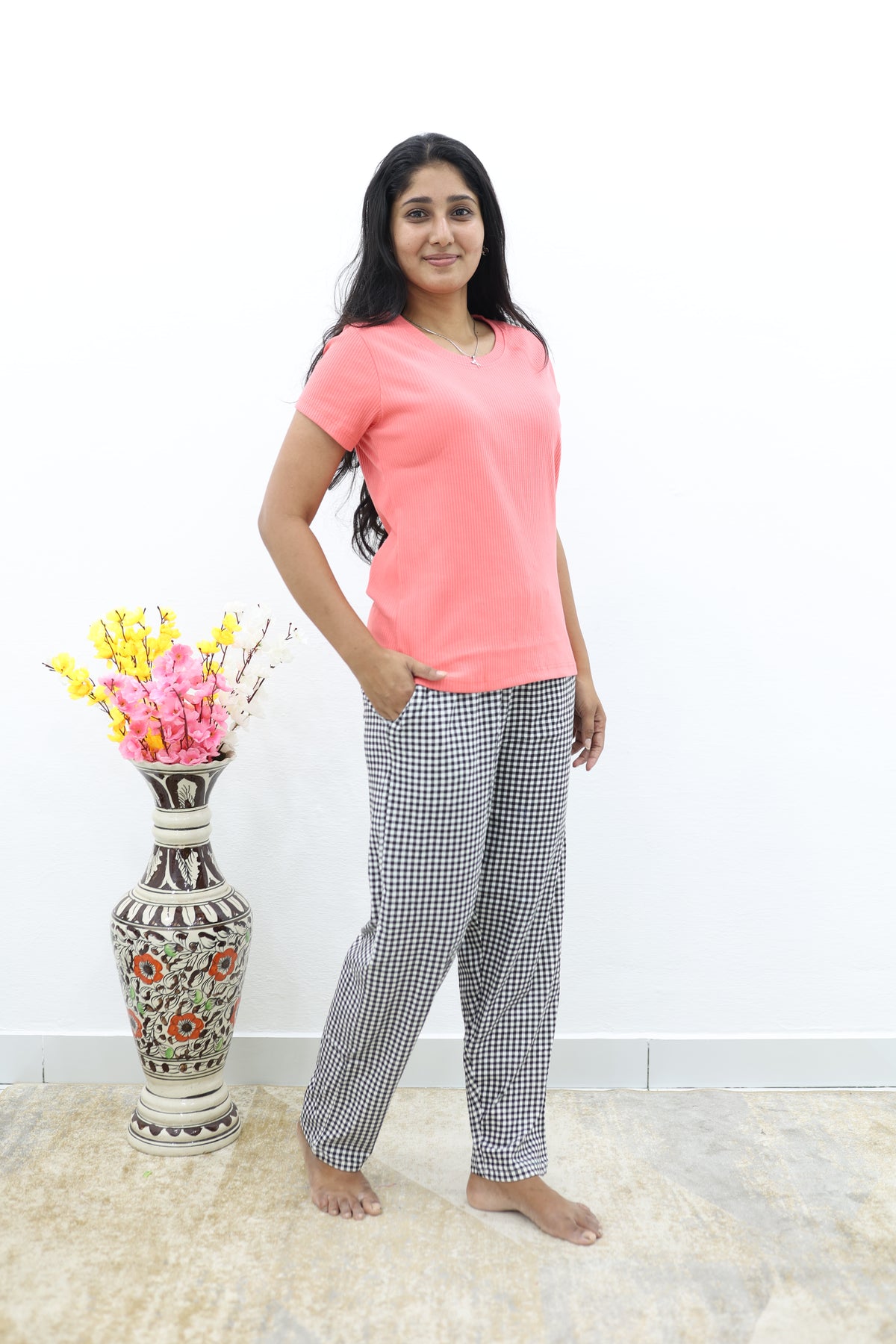 Mangai New Premium Cotton Knitted Pyjama Set Night Suits | Summer Special Arrivals Top & Bottom Set | Soft & Smooth Nightwear a Trendy Women's (PYJAMA SET)