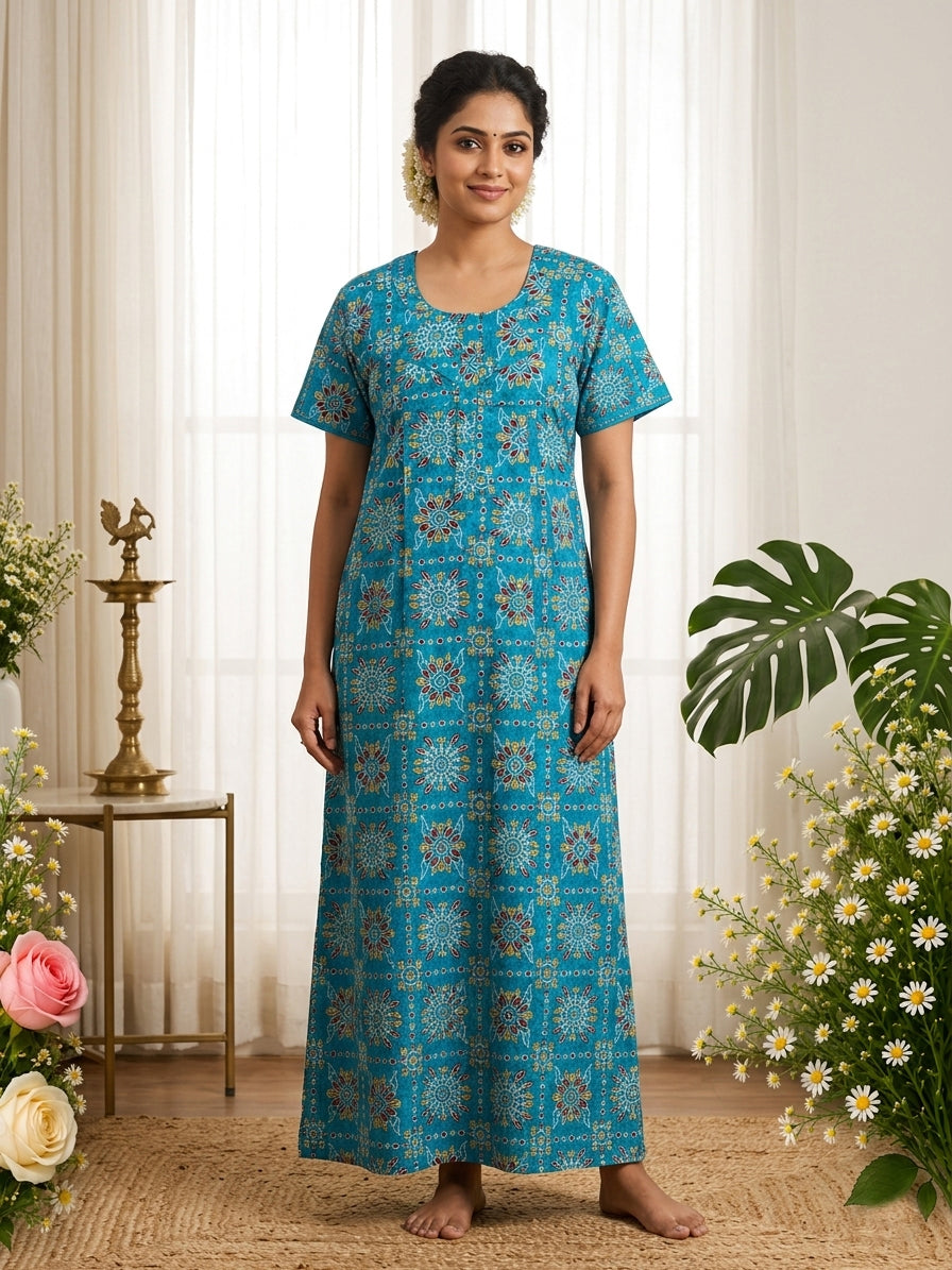 MANGAI Cotton Printed Pleated Model Half Sleeve 4XL Size Nighties Trendy Collection's(4PZ)