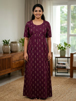 MANGAI Cotton Printed Pleated Model Half Sleeve 3XL Size Shrinkage Free Nighties (3PZ)
