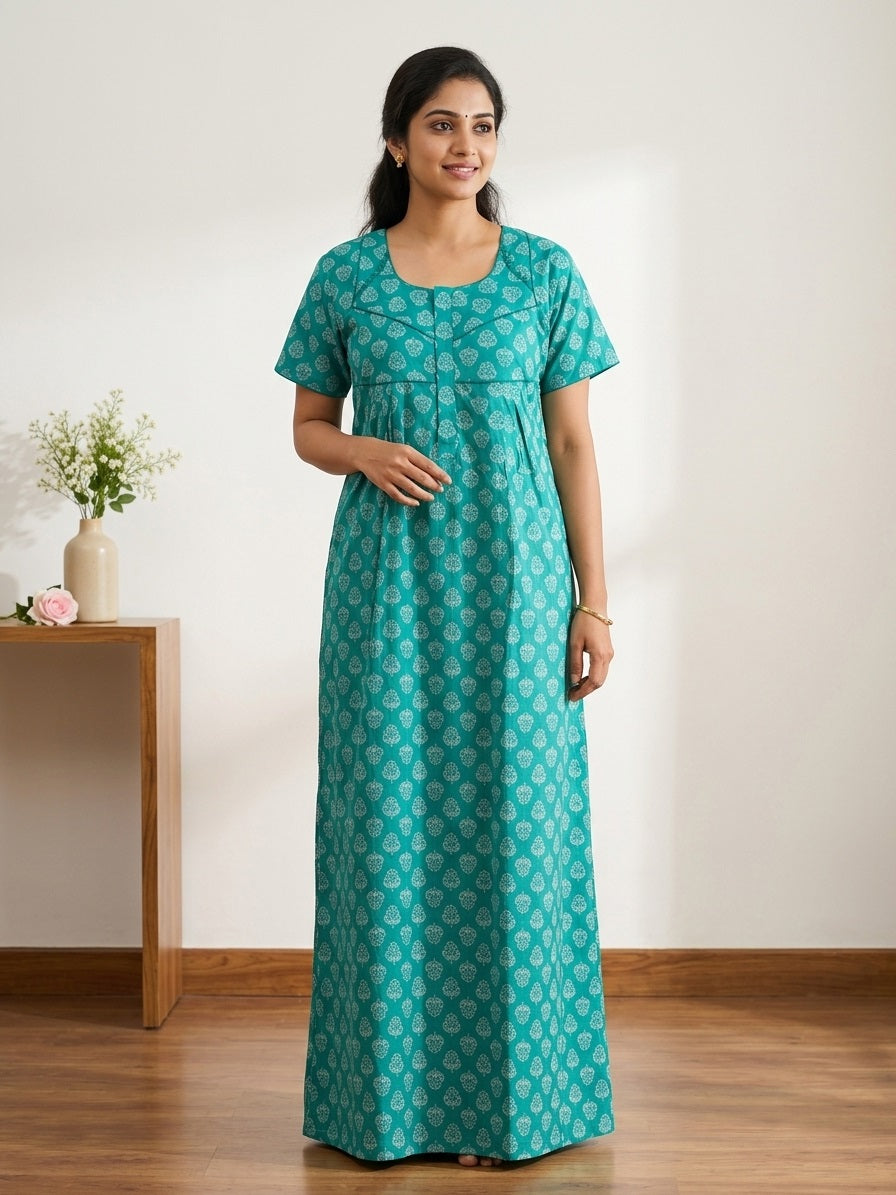 MANGAI Premium Cotton Printed Pleated Model Half Sleeve 4XL Size Nighties (4PZ)