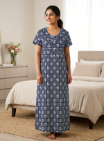 MANGAI Premium Cotton Printed Pleated Model 3XL Size Trendy Collection's Stylish Nighties(3PZ)