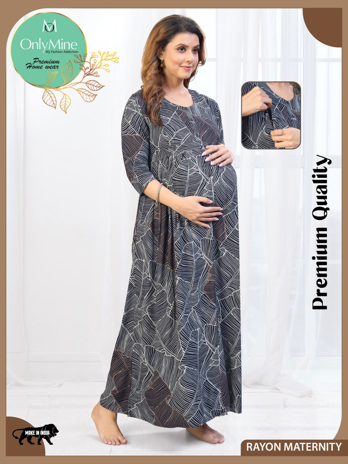 Fresh Arrivals4-IN-ONE Mom's Wear - Soft & Smooth Rayon | Maternity | Feeding | Long Frock | Casual Wear for Pregnancy Women (4-IN-ONE)