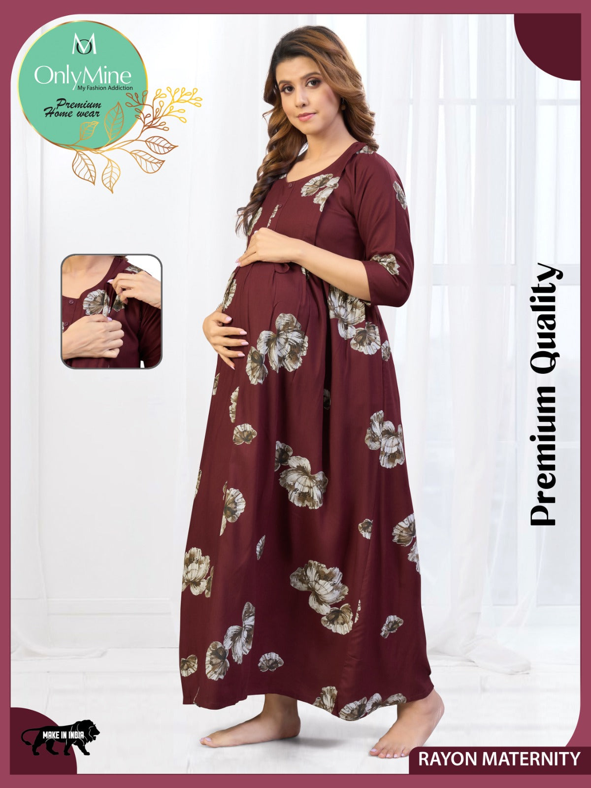 Fresh Arrivals4-IN-ONE Mom's Wear - Soft & Smooth Rayon | Maternity | Feeding | Long Frock | Casual Wear for Pregnancy Women (4-IN-ONE)