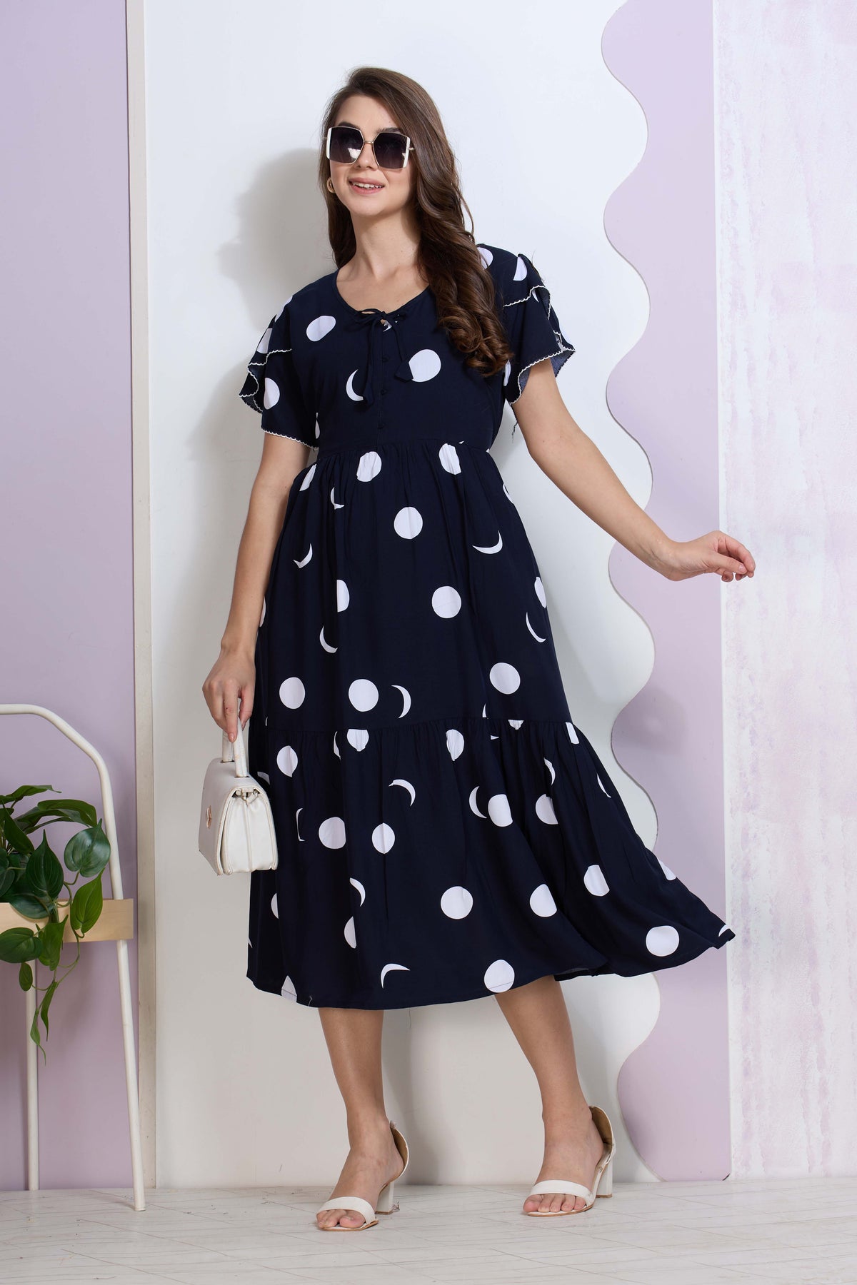 Imported Rayon MAXI FROCK Model Nighties | Fancy Petal Sleeve | Fancy Neck & Side Pocket | Pleated Frock MAXI Style | Trendy Collection's for Stylish Women & Teenage Girl (IRM)