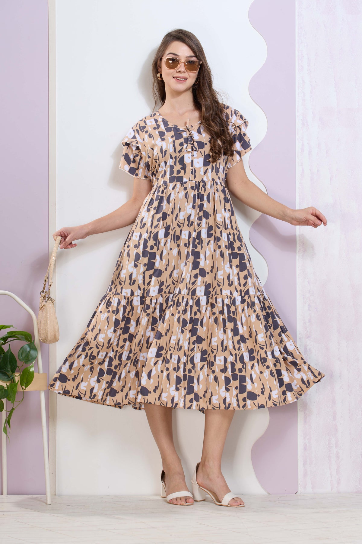 Imported Rayon MAXI FROCK Model Nighties | Fancy Petal Sleeve | Fancy Neck & Side Pocket | Pleated Frock MAXI Style | Trendy Collection's for Stylish Women & Teenage Girl (IRM)