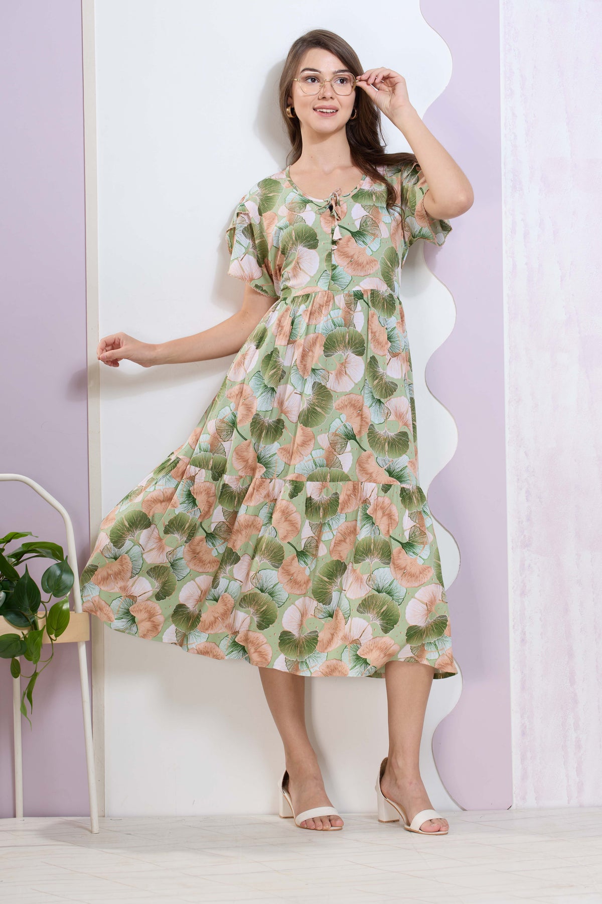 Imported Rayon MAXI FROCK Model Nighties | Fancy Petal Sleeve | Fancy Neck & Side Pocket | Pleated Frock MAXI Style | Trendy Collection's for Stylish Women & Teenage Girl (IRM)