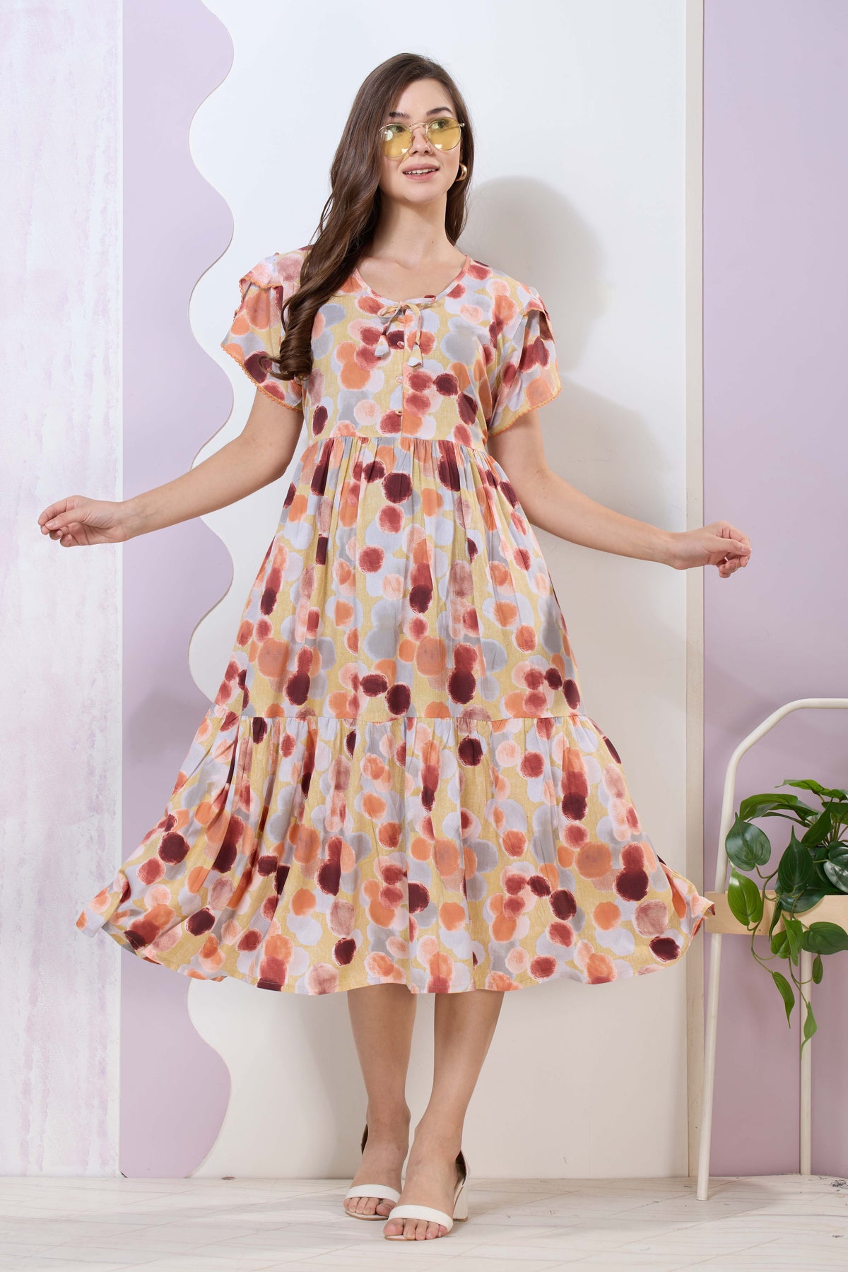 Imported Rayon MAXI FROCK Model Nighties | Fancy Petal Sleeve | Fancy Neck & Side Pocket | Pleated Frock MAXI Style | Trendy Collection's for Stylish Women & Teenage Girl (IRM)