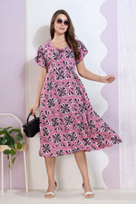 Imported Rayon MAXI FROCK Model Nighties | Fancy Petal Sleeve | Fancy Neck & Side Pocket | Pleated Frock MAXI Style | Trendy Collection's for Stylish Women & Teenage Girl (IRM)