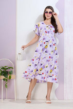 Imported Rayon MAXI FROCK Model Nighties | Fancy Petal Sleeve | Fancy Neck & Side Pocket | Pleated Frock MAXI Style | Trendy Collection's for Stylish Women & Teenage Girl (IRM)