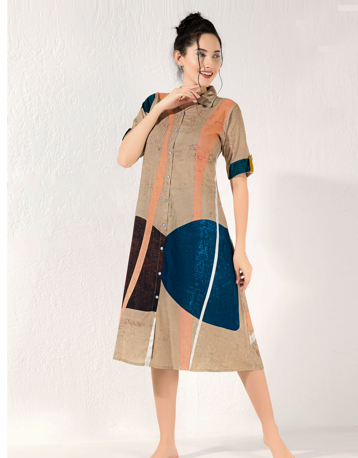 MANGAI Premium Rayon Collar MAXI Nighty for Women | Long Sleeve Stylish Nightwear for Women and Teenager | Perfect Stylish Nightwear (CM)