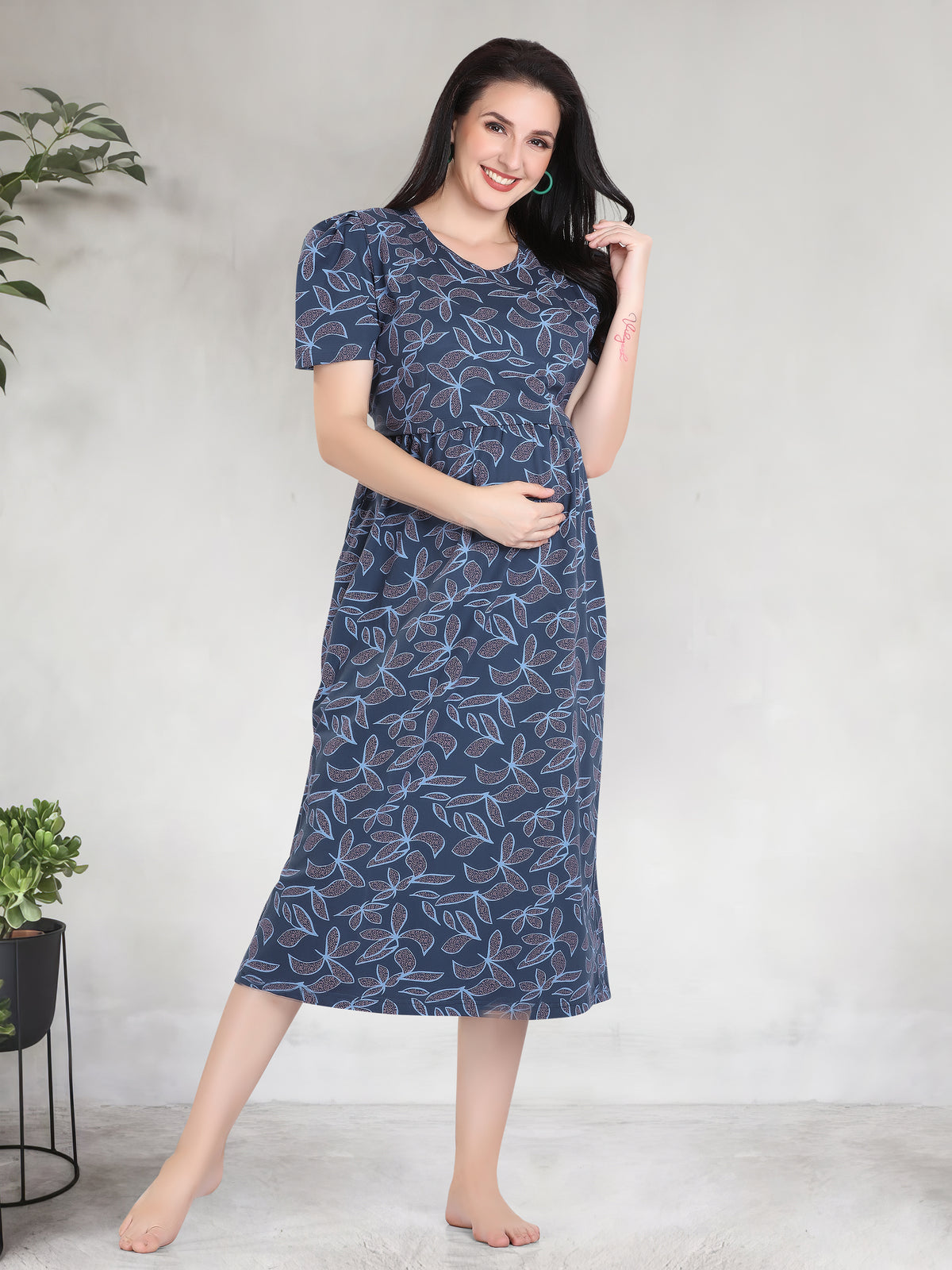 New HOSIERY Cotton Zipless Feeding Wear | Fancy Sleeve with Round Neck | Flap Open Zipless Feeding wear for Pregnancy Women (MHG)