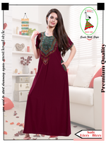 MANGAI Premium KARACHI Embroidery Nighties | Beautiful Embroidery Design's | Branded Quality | Half Sleeve | Regular Model | Stylish Nightdress for Women (KEM)