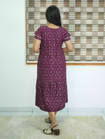 Rayon Circle Print Gathering Maxi with Side Pocket- Mangai Nighties