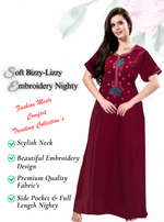 Stylish Embroidery Nightgown | Superior Quality Bizzy - Lizzy Nighty | Plain Pattern with Beautiful Embroidery Work's | Updated Collection's (CPL)