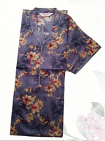 MANGAI Floral Printed Cotton Nighty for Women | Collar Model Full Length Nightwear with Front Zip & Pocket | Soft Daily Wear (ATR)