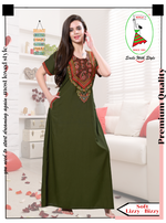 MANGAI Premium KARACHI Embroidery Nighties | Beautiful Embroidery Design's | Branded Quality | Half Sleeve | Regular Model | Stylish Nightdress for Women (KEM)