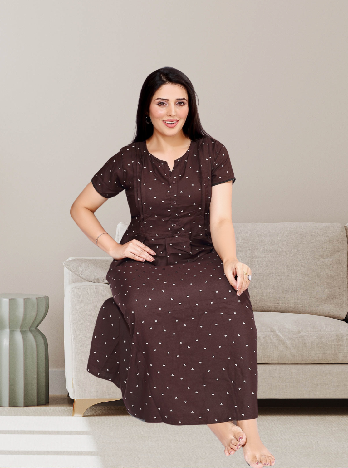 New Arrivals Alpine KURTI Style Nighties| Beautiful Stylish KURTI Model | Half Sleeve | Without Zipper | Stylish Thread Tied Front Closed Type | Fresh Collection's for Stylish Women's MKA (H/S)
