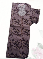 MANGAI Regular Cotton Printed Nighty for Women | Collar Neck Front Zipper Full Length Nighty with Side Pocket | Half Sleeve Comfort Fit House Wear (ATR)