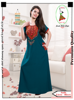 MANGAI Premium KARACHI Embroidery Nighties | Beautiful Embroidery Design's | Branded Quality | Half Sleeve | Regular Model | Stylish Nightdress for Women (KEM)