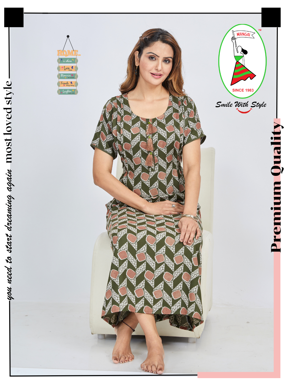 MANGAI Premium Alpine KURTI Style | Beautiful Stylish KURTI Model | Side Pocket | Half Sleeve | Perfect Nightwear Collection's for Trendy Women's