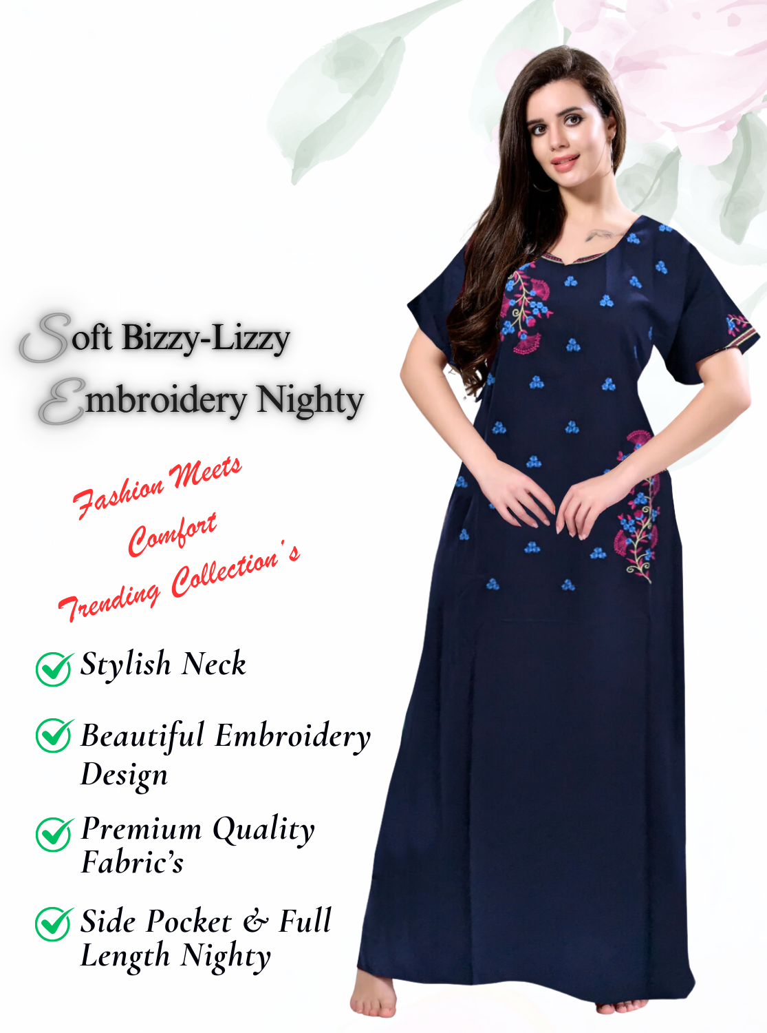 Stylish Embroidery Nightgown