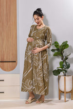 MANGAI Women's Black Floral Feeding Zipper Maternity Frock