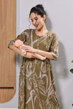 MANGAI Women's Black Floral Feeding Zipper Maternity Frock